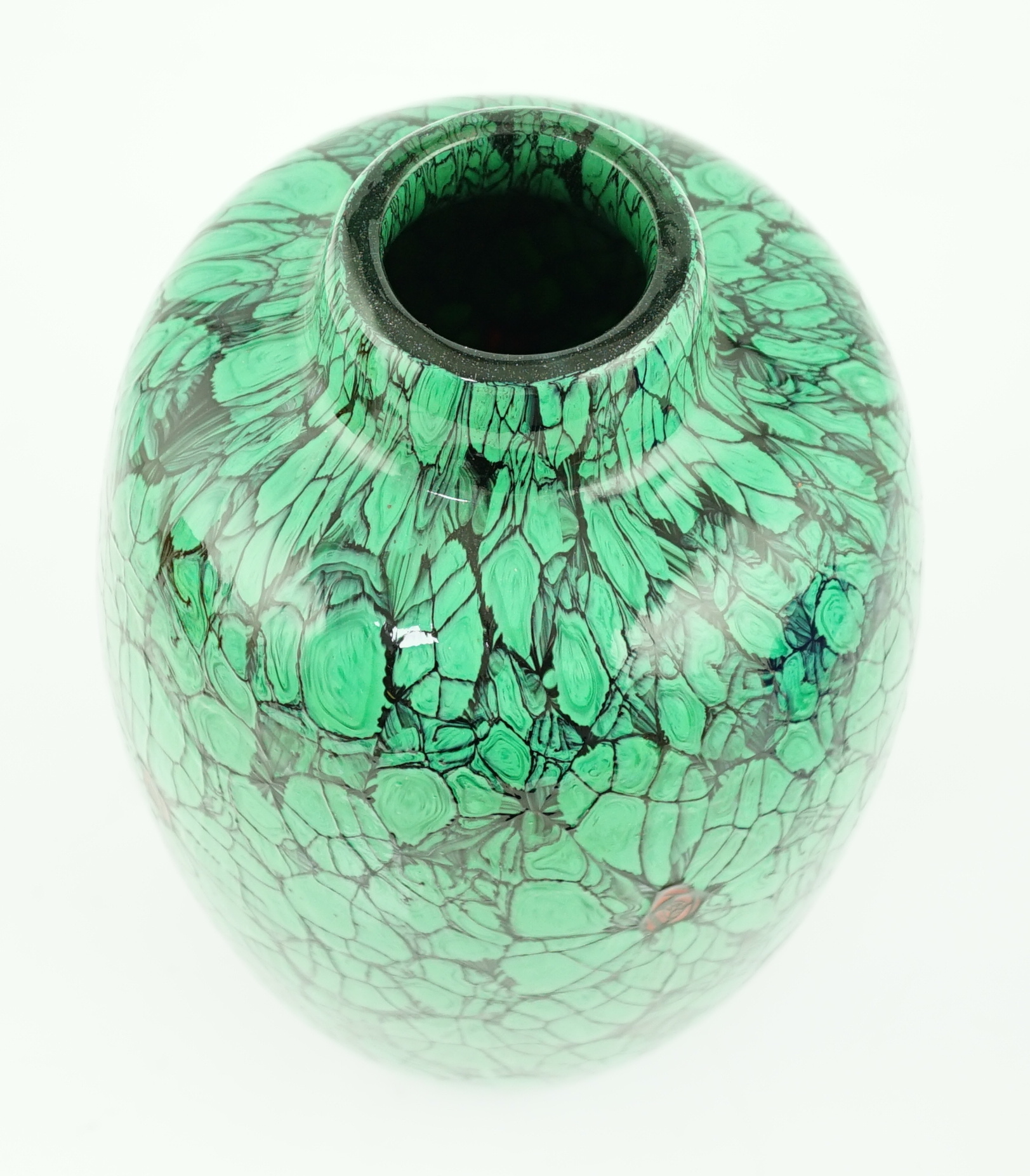 Vittorio Ferro (1932-2012) A Murano glass Murrine vase, with green leaves and red flower buds, unsigned, 28cm, Please note this lot attracts an additional import tax of 20% on the hammer price